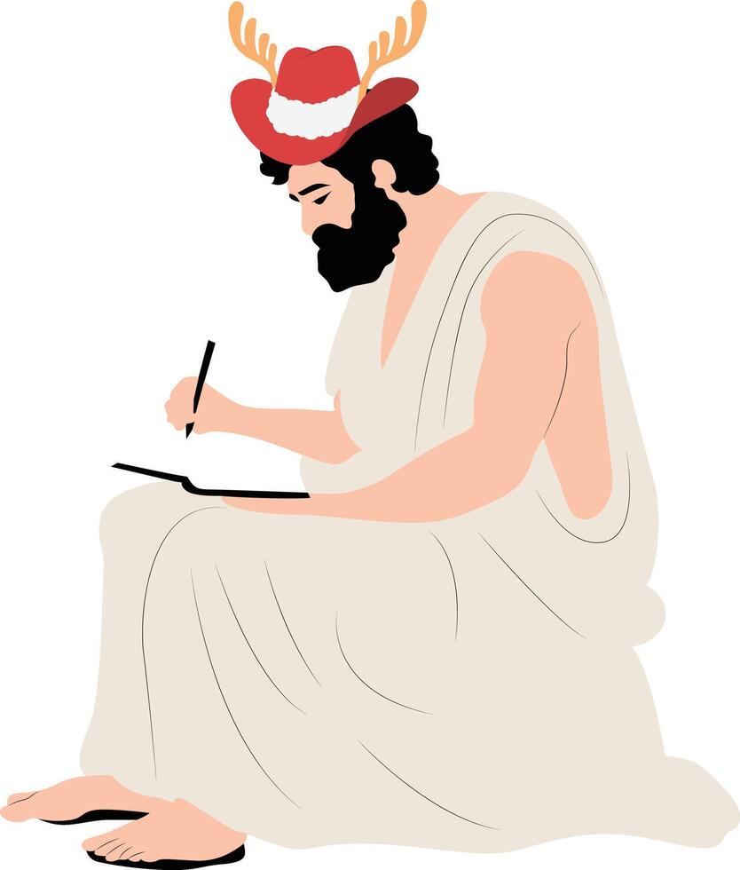 A Asclepius in a roman costume writing on a piece of paper vector