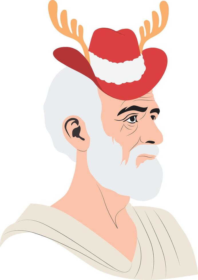 A cartoon Epimetheus wearing a red hat with antlers vector