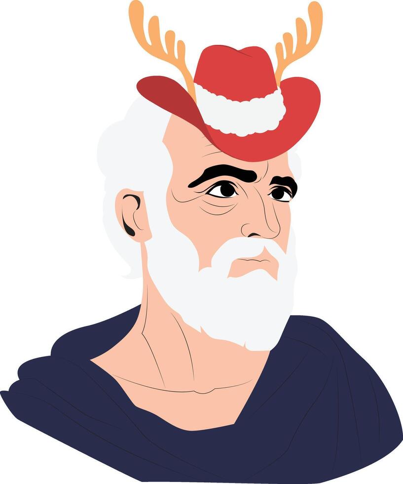 Cartoon Man Donning Antlered Headpiece vector
