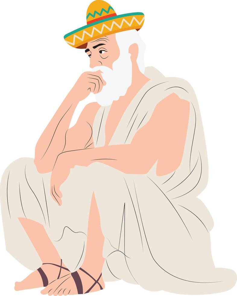 Sombrero Historian Writing on the Porch vector