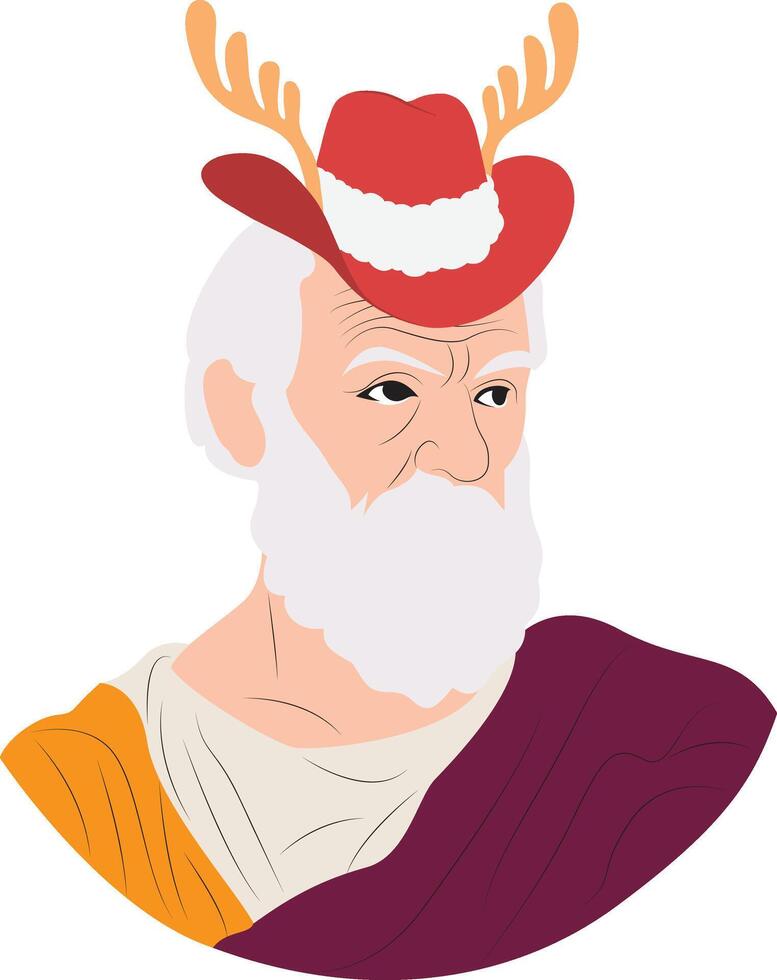 A cartoon image of a Kratos wearing a santa hat vector