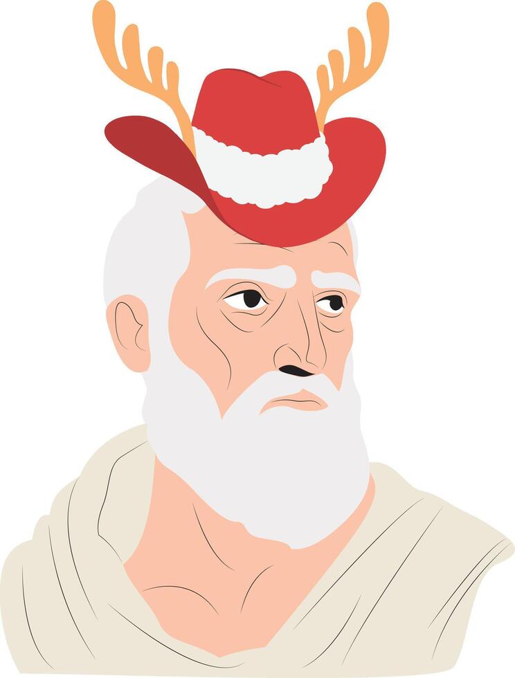 A cartoon image of a Thanatos wearing a red hat with antlers vector