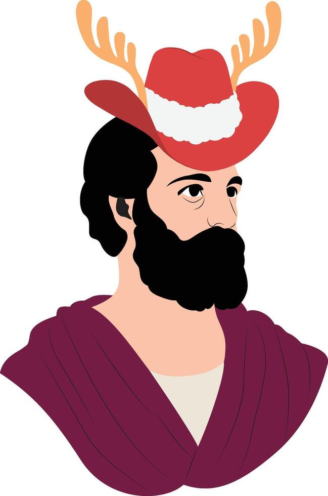 Man in Reindeer Hat Comic Artwork vector