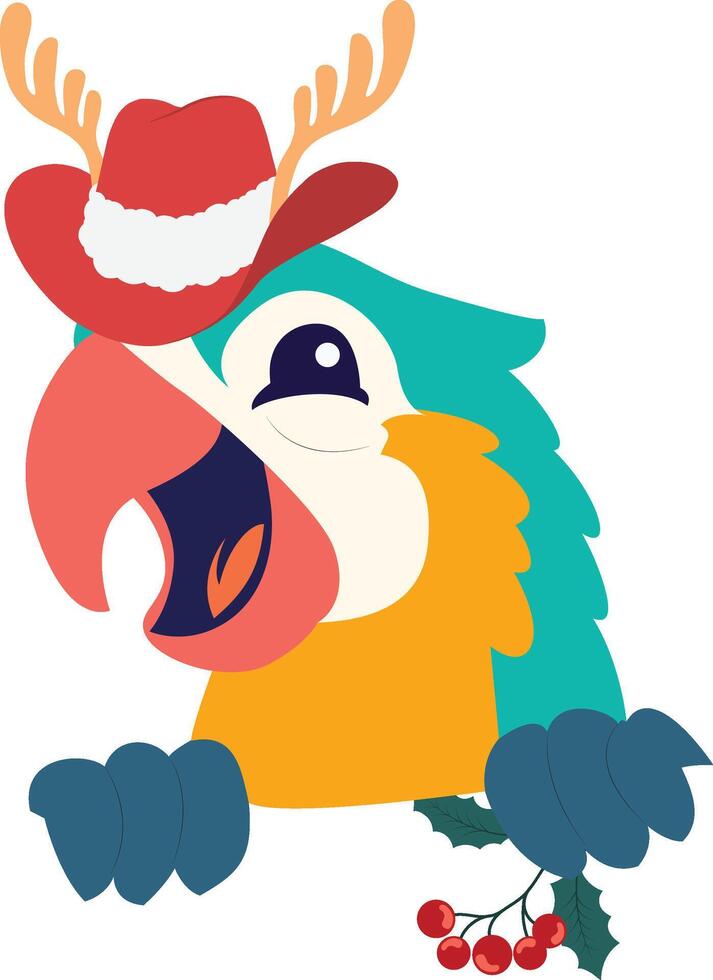 A parrot wearing a santa hat vector