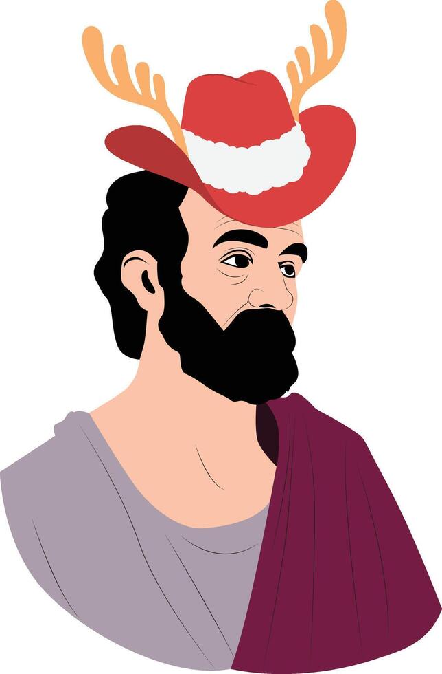 A cartoon Hypnos wearing a red hat with antlers vector