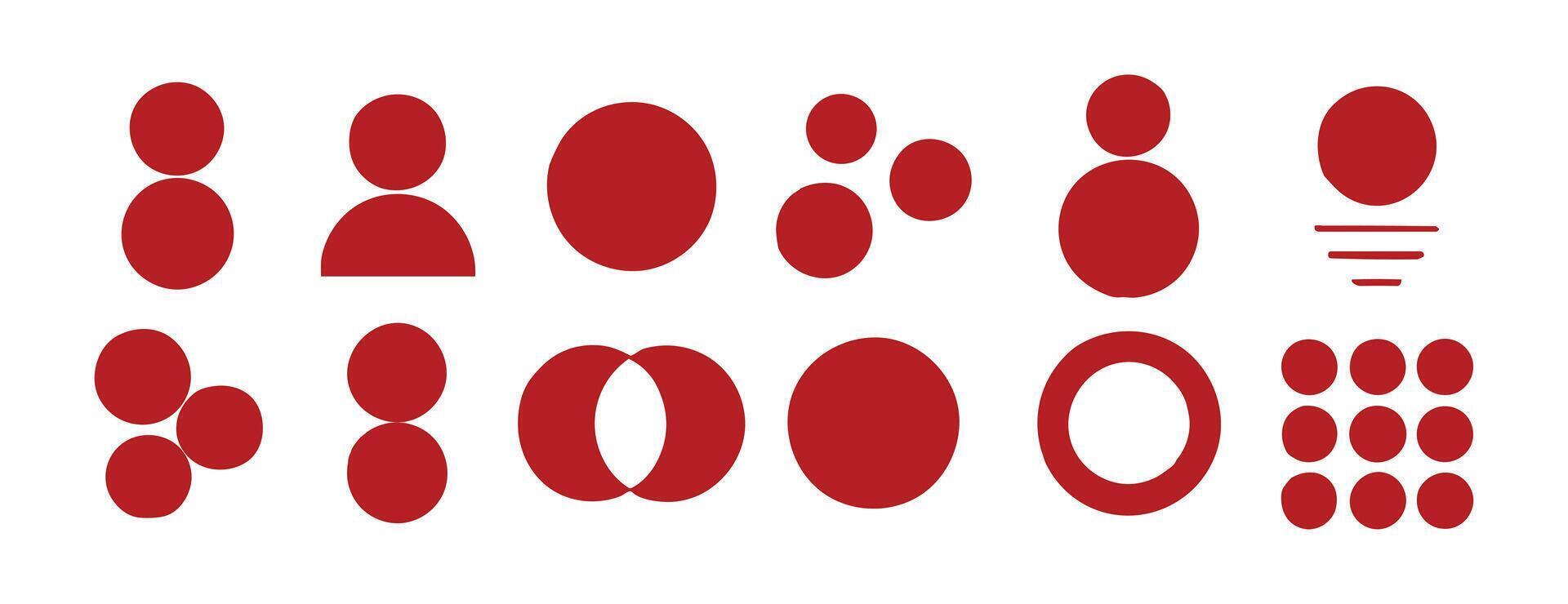 a set of red circles with different shapes vector