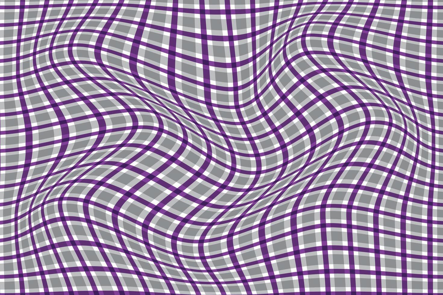 simple abstract creative grey violet color smooth texture plaid check tartan gingham wavy pattern of the squares that can be used as a background or texture distorted grid optical illusion vector