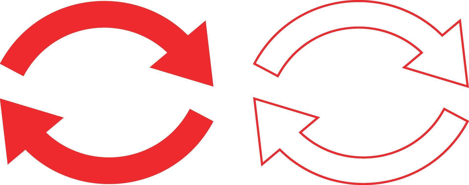 simple abstract red color round arrow icon set vector