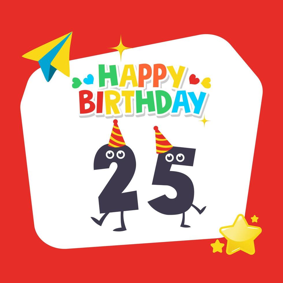 Funny Number 25 Birthday Card vector