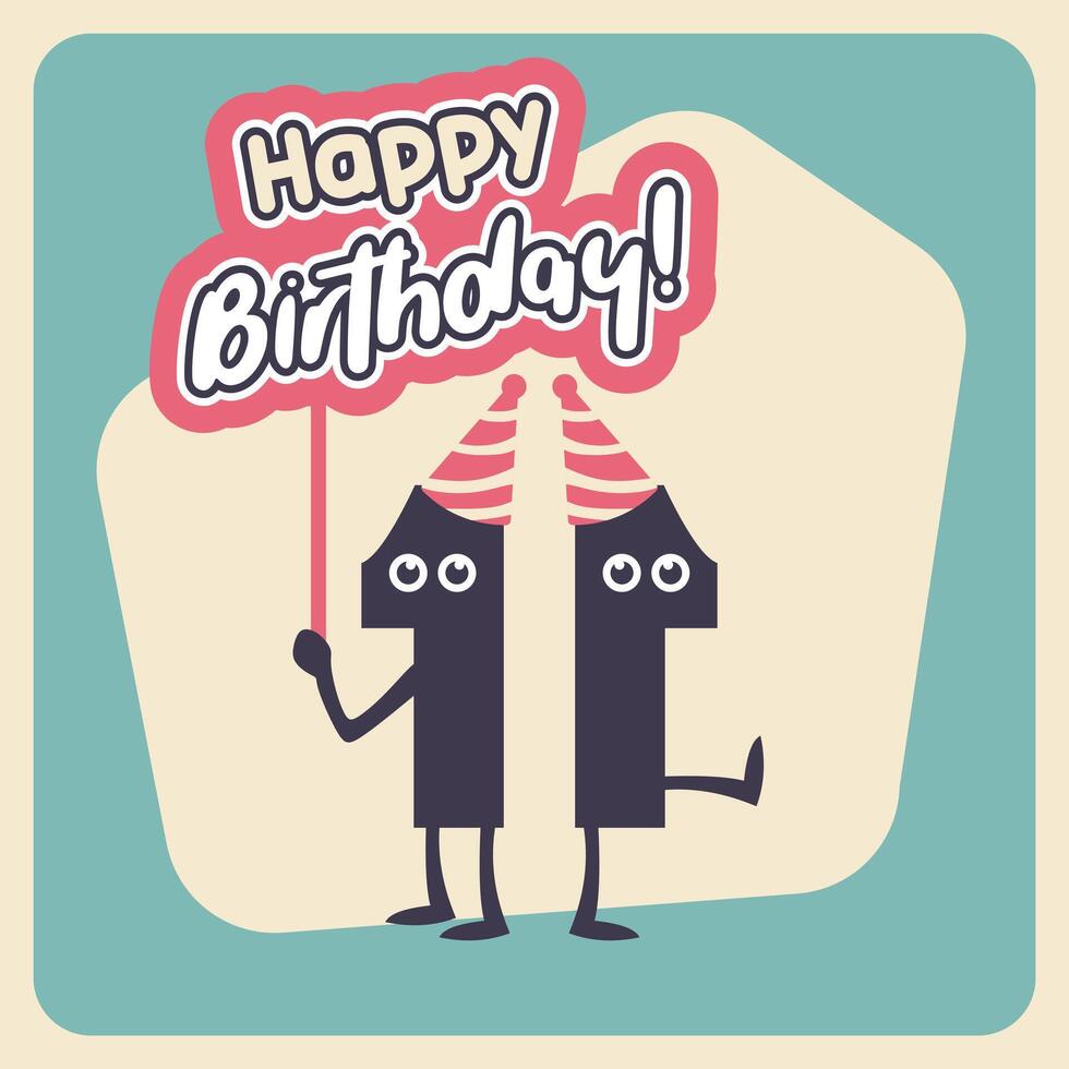 Funny Number 11 Birthday Card vector