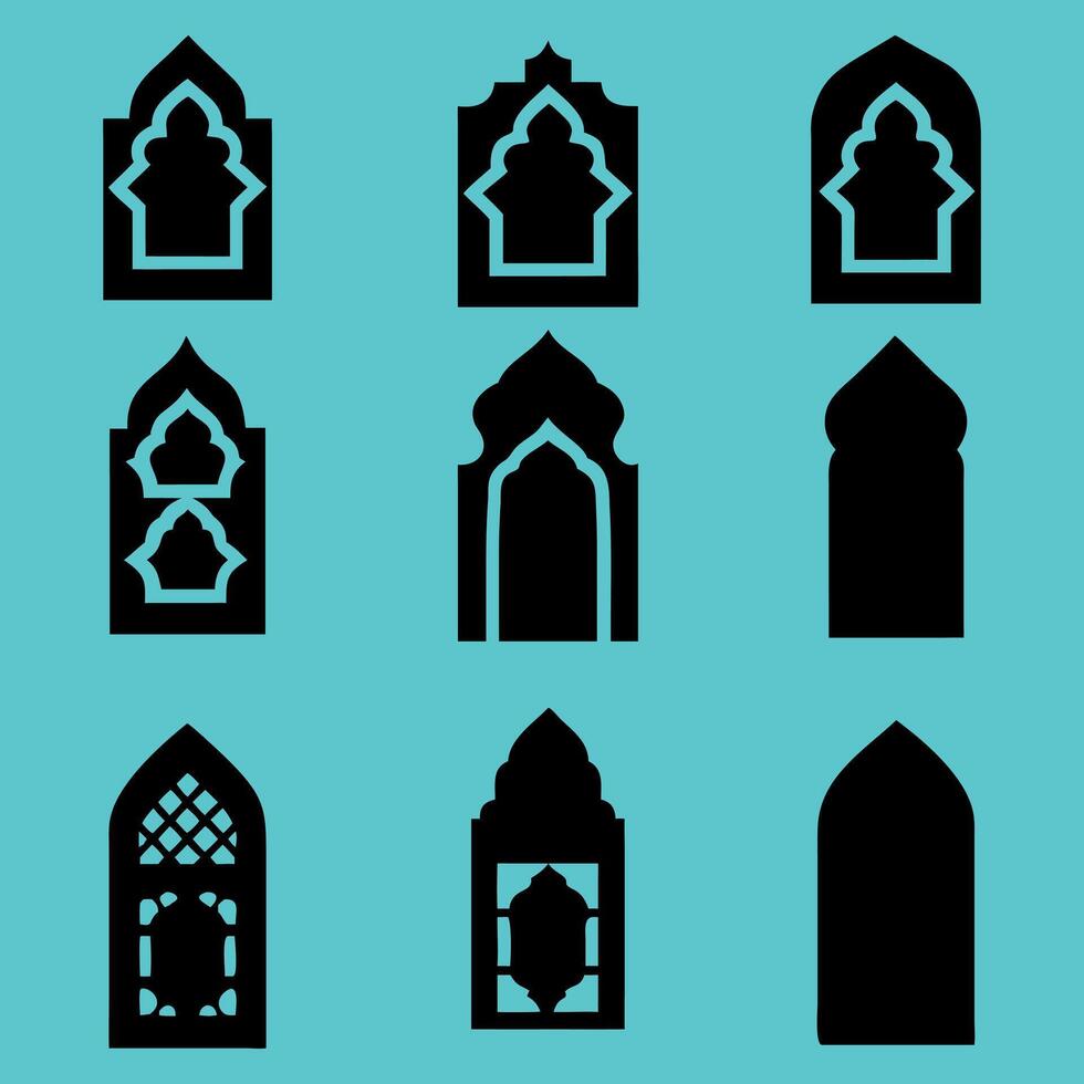 Islamic Silhouette Arch Template Pack vector