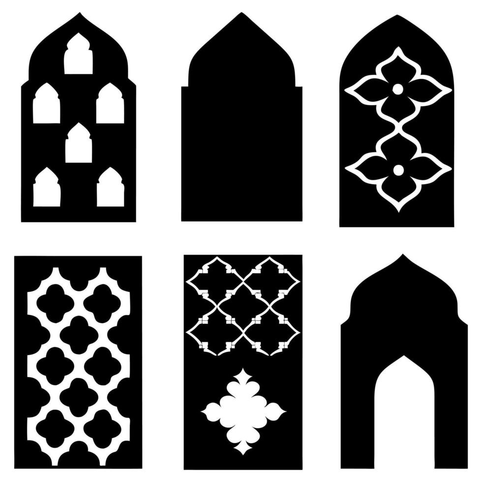 Arabic Arch Silhouette Collection vector