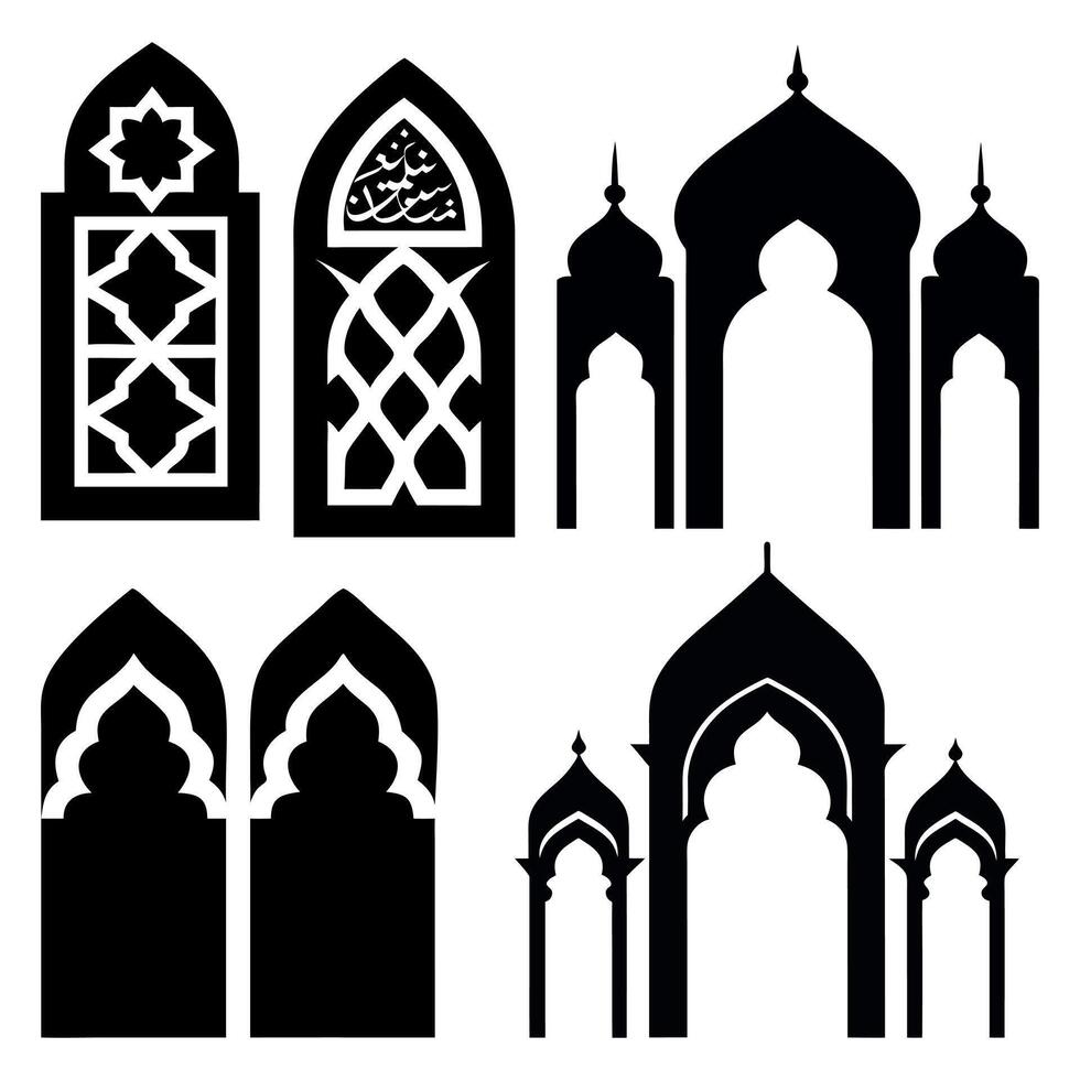 Traditional Mosque Window Frames vector