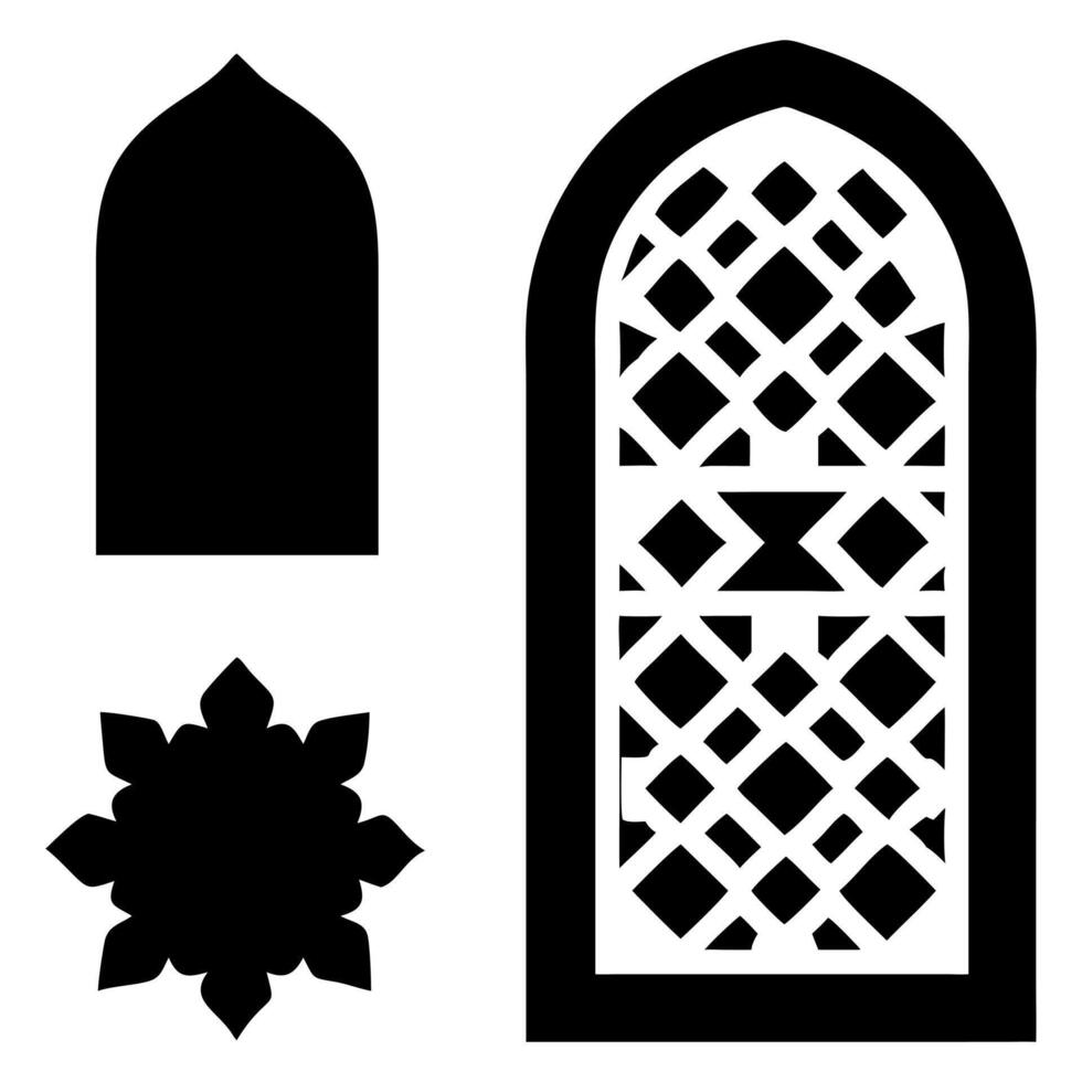Middle Eastern Window Frame Icons vector