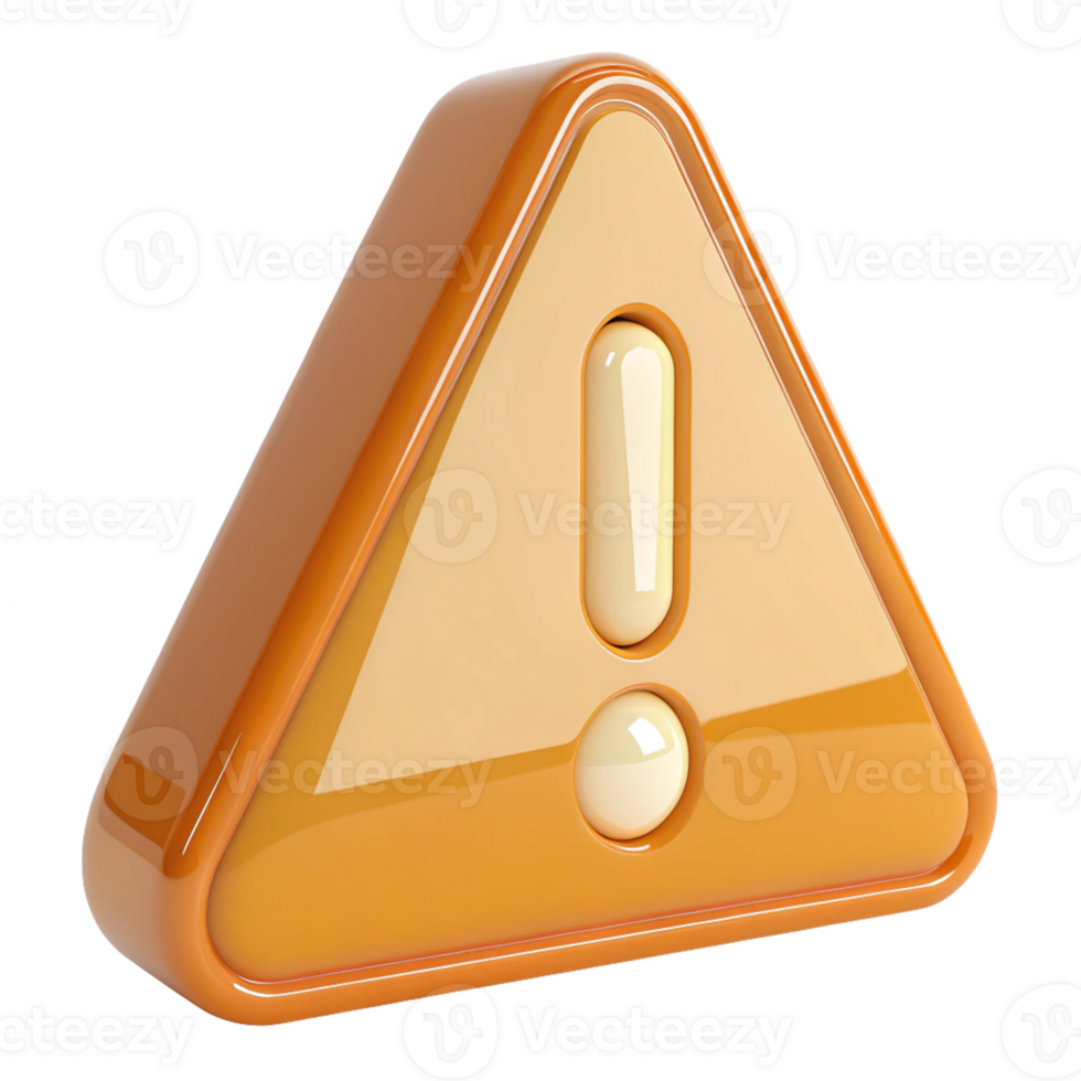 Warning Icon in Orange with Exclamation Mark on Transparent Background, Attention Symbol png