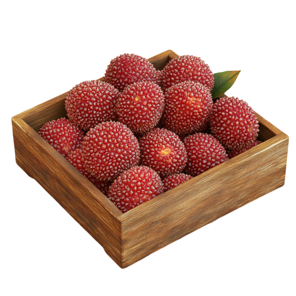 Wooden Box of Red Lychees png