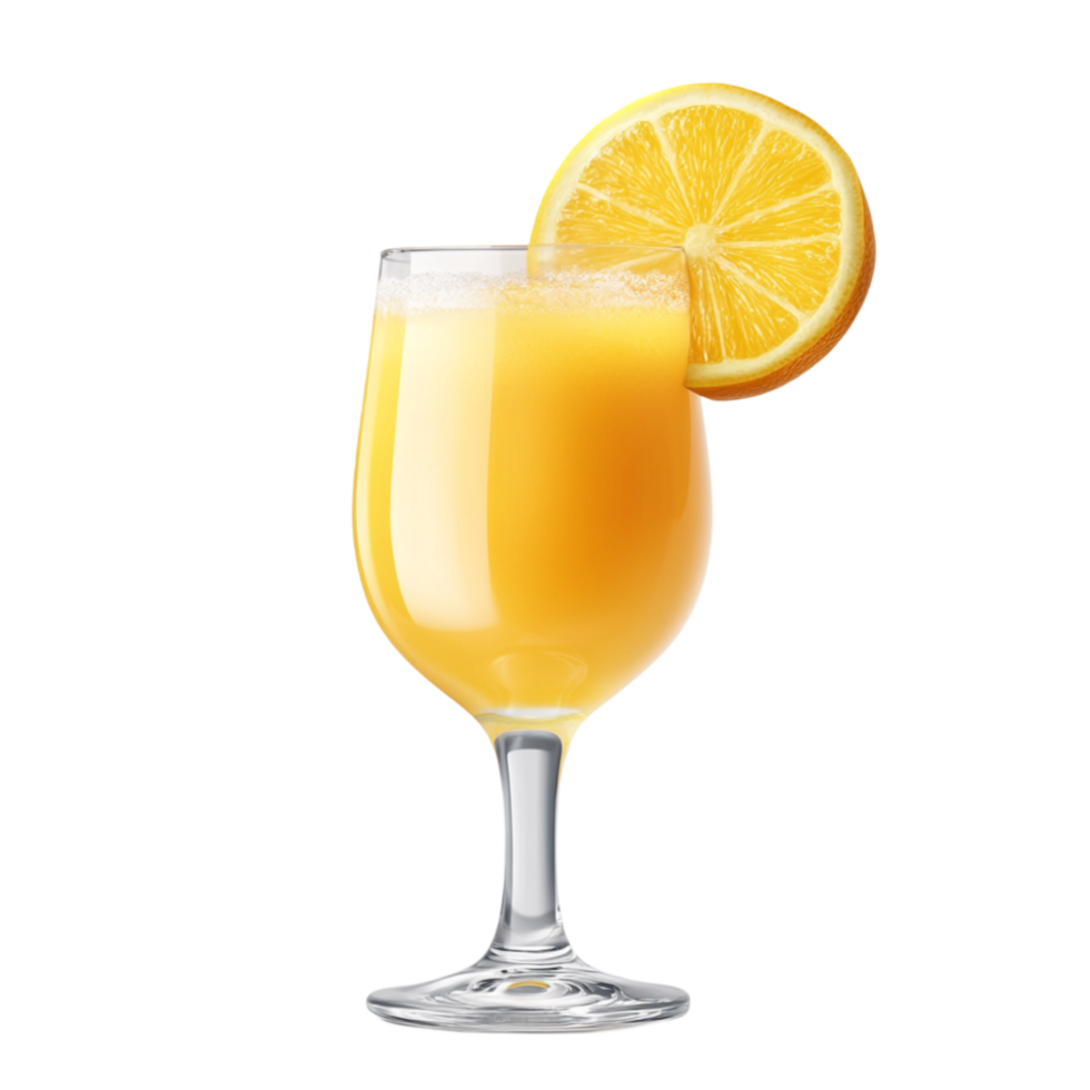 Elegant Glass of Orange Juice with Lemon Garnish png