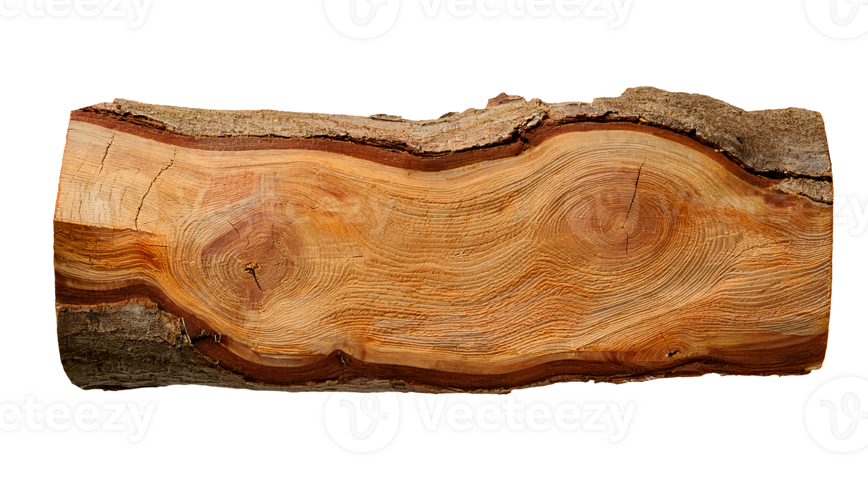 high detail close-up top view of natural firewood log with visible wood grain and bark texture on isolated background png