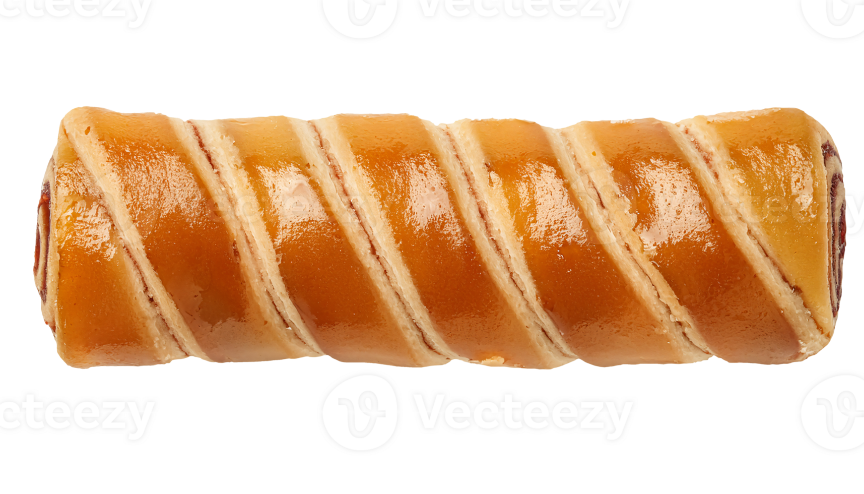 close-up of shiny spiral jam roll cake with golden brown crust and soft texture, delicious bakery dessert on isolated background png
