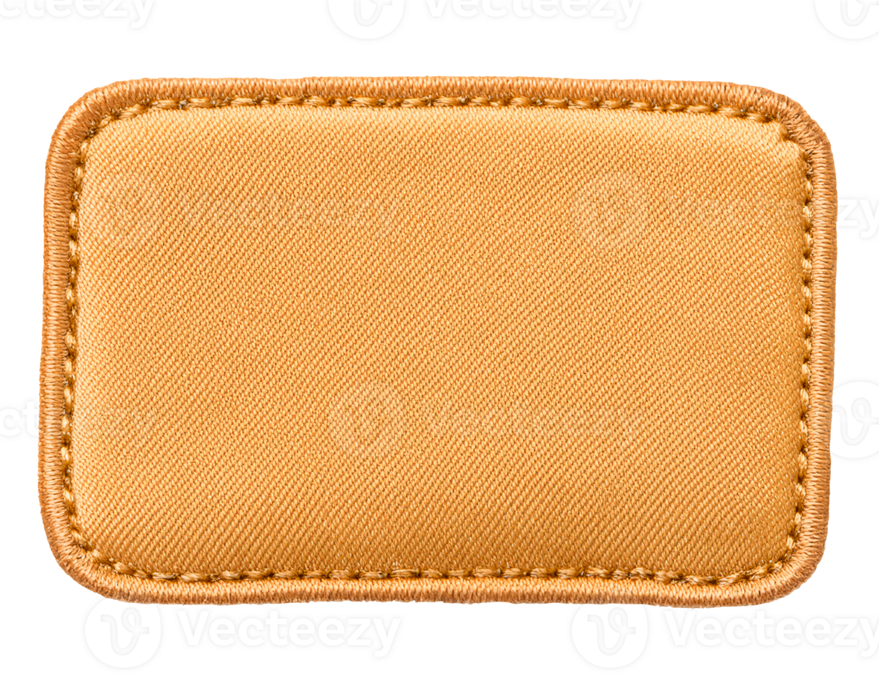top view of yellow rectangular fabric patch with detailed stitched border and smooth textile texture on isolated background png