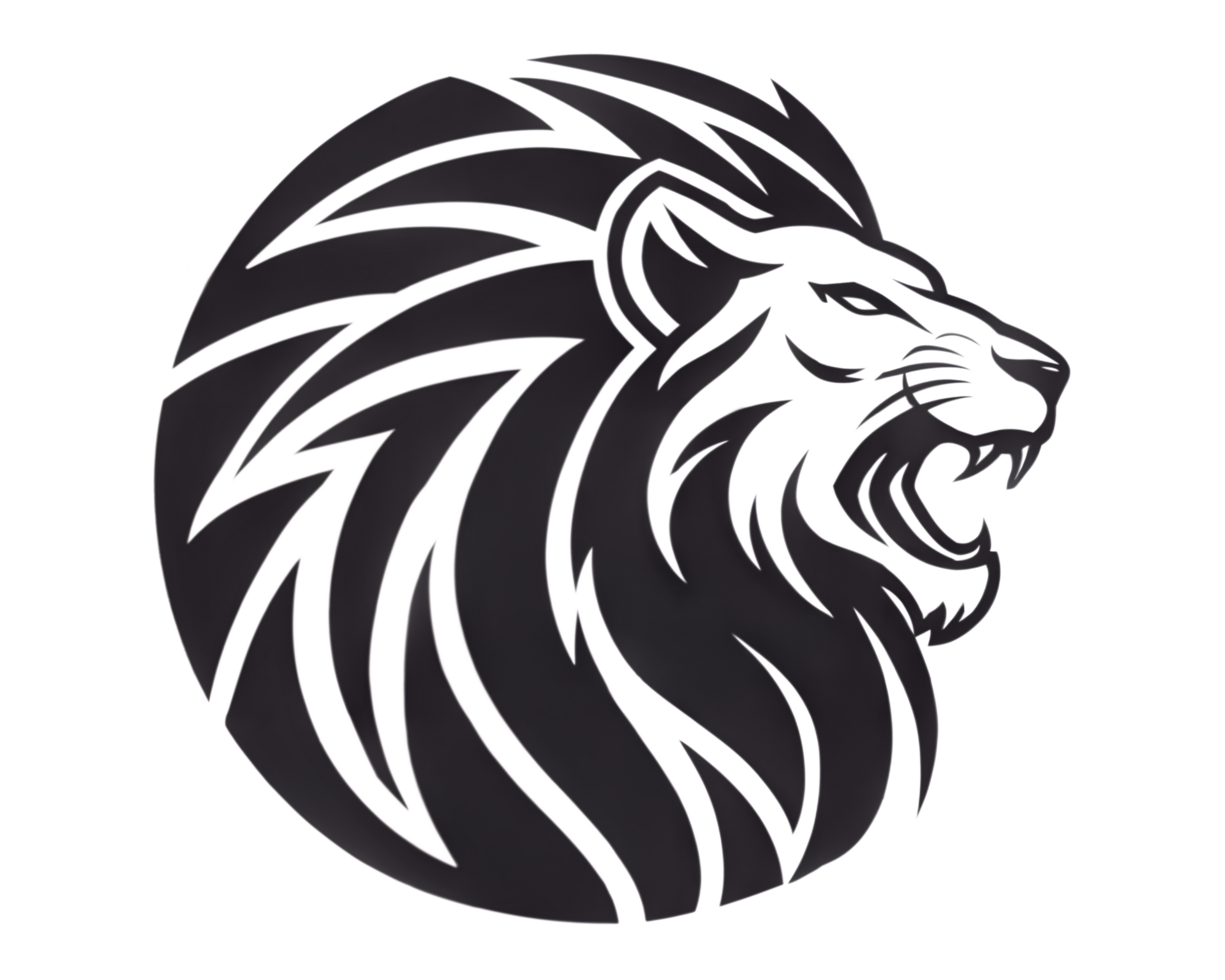 Abstract Lion Head Illustration With Geometric Design. png