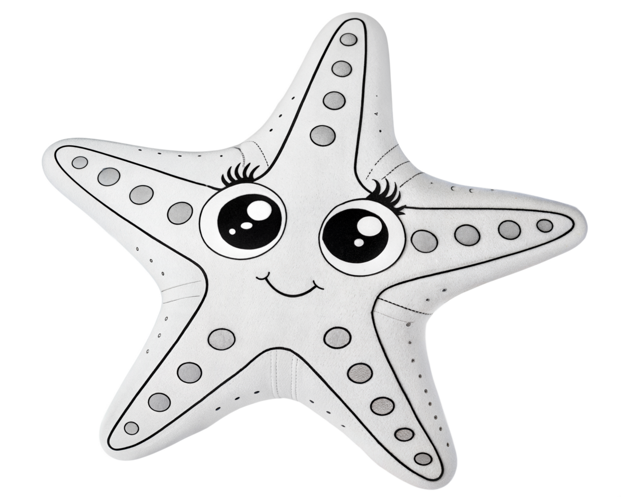 Cute Starfish Plush Toy With Big Eyes On transparent Background png