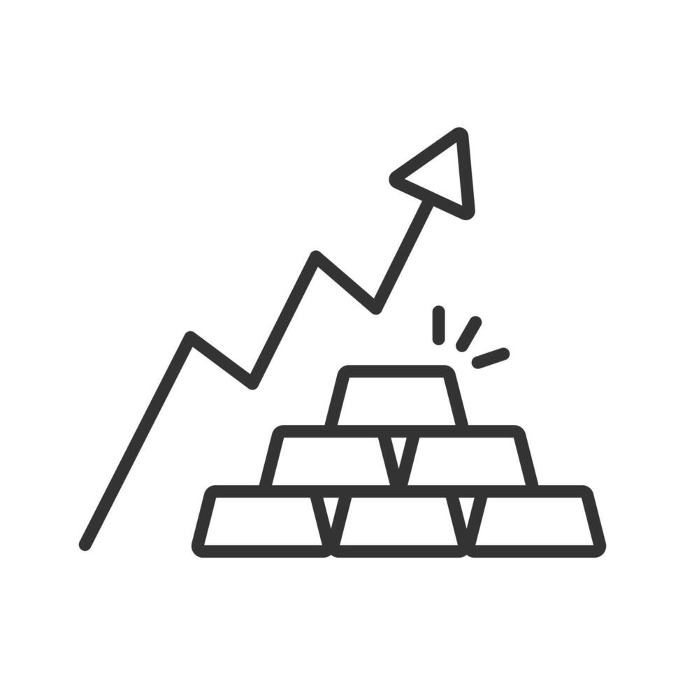 Up chart gold market icon isolated flat design. vector
