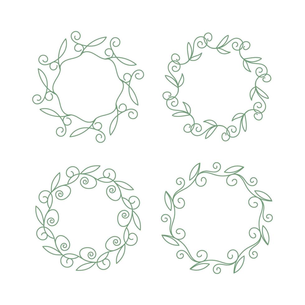 Aesthetic floral frame circle art decoration isolated. vector