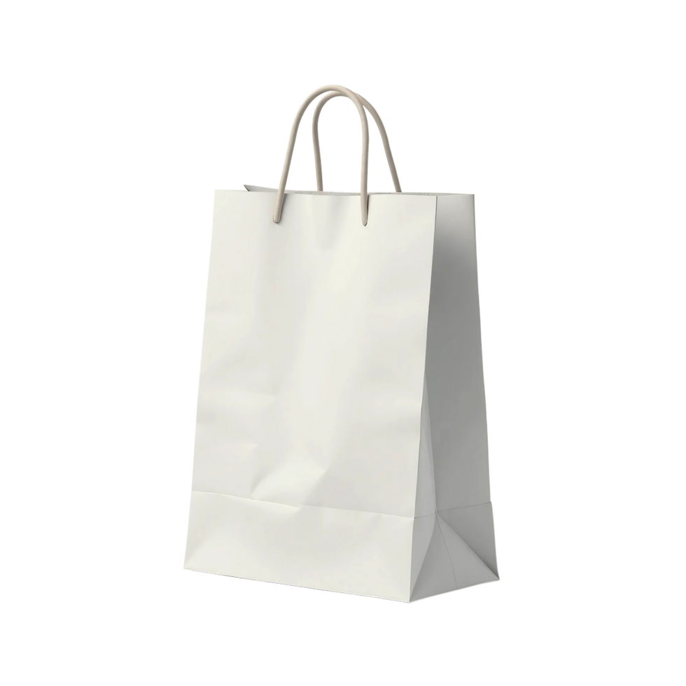 empty shopping bag with a flat bottom and folded paper handles png