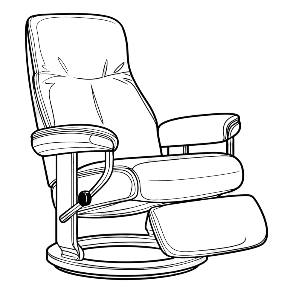 coloring page of a modern recliner chair png