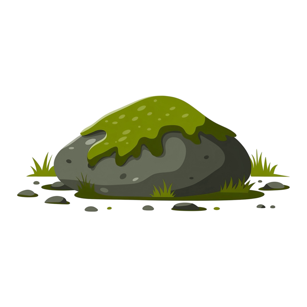 illustration of a mossy stone png