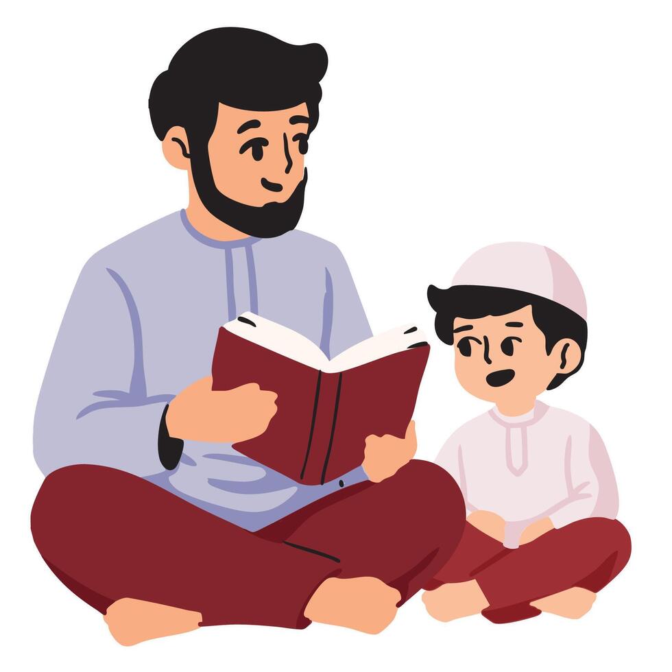 Father Reading to His Son vector