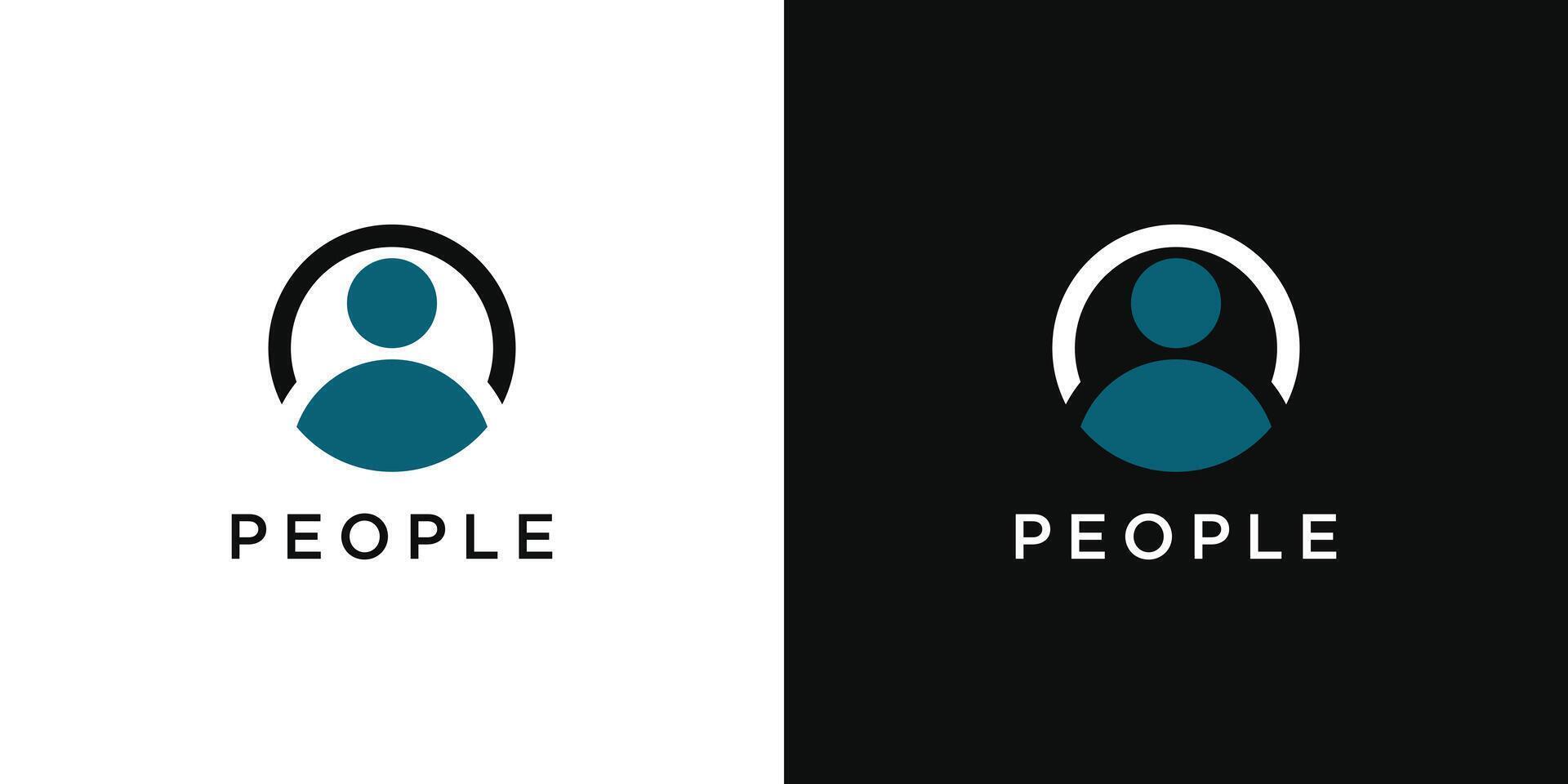 People icon, circle and human shape logo icon design vector