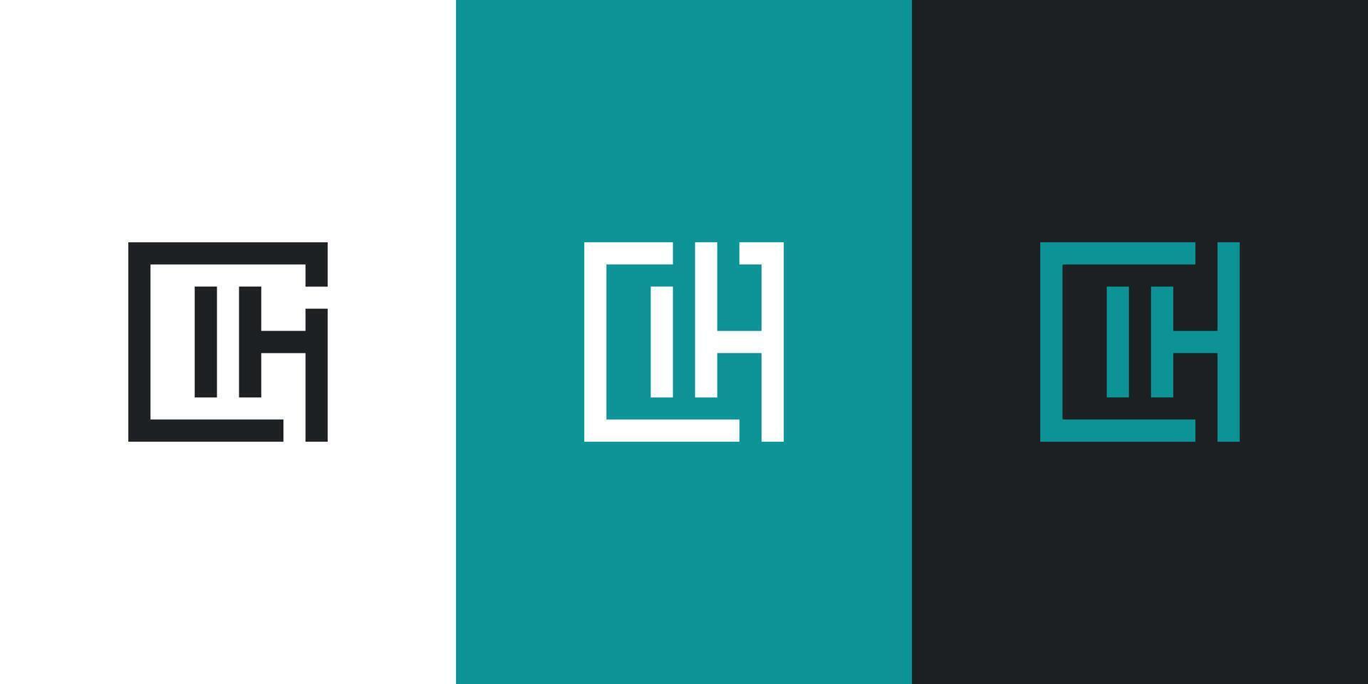 Initial monogram letter IH logo design with square shape. Premium vector