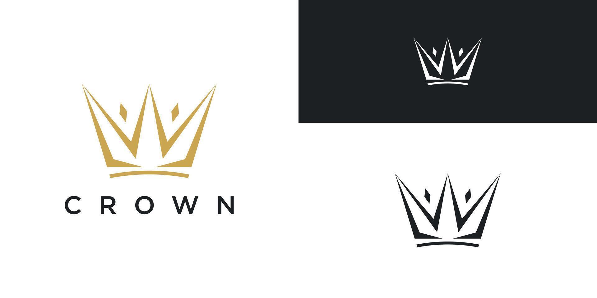 Abstract gold crown logo. Royal king icon design. Premium vector
