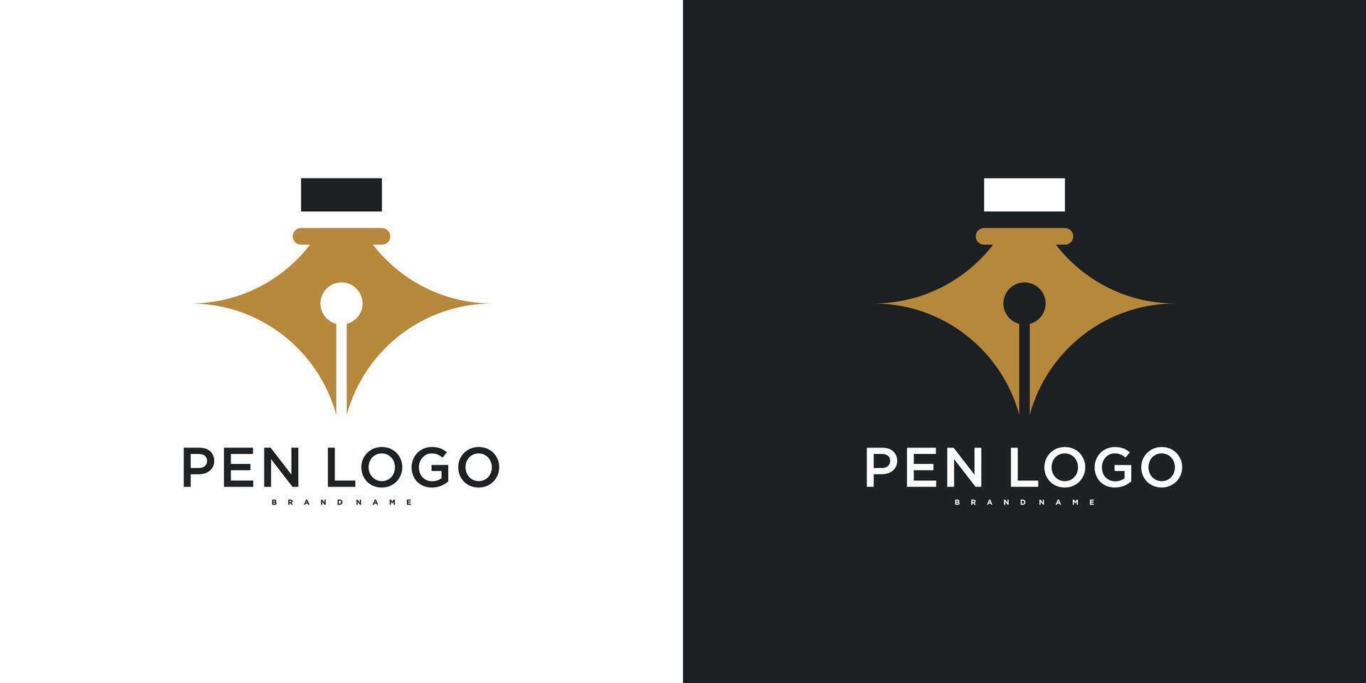 Pen Logo Icon design template. Modern corporate author identity. Premium vector