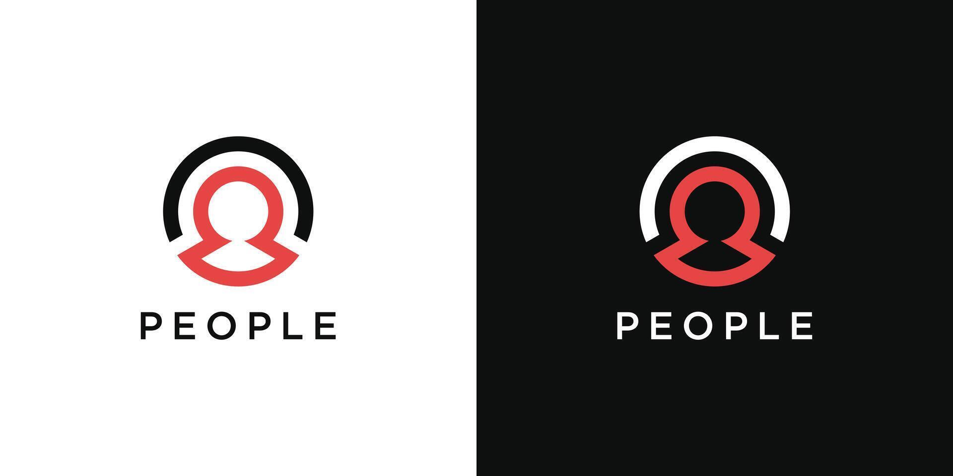 People icon, circle and human shape logo design. Premium vector