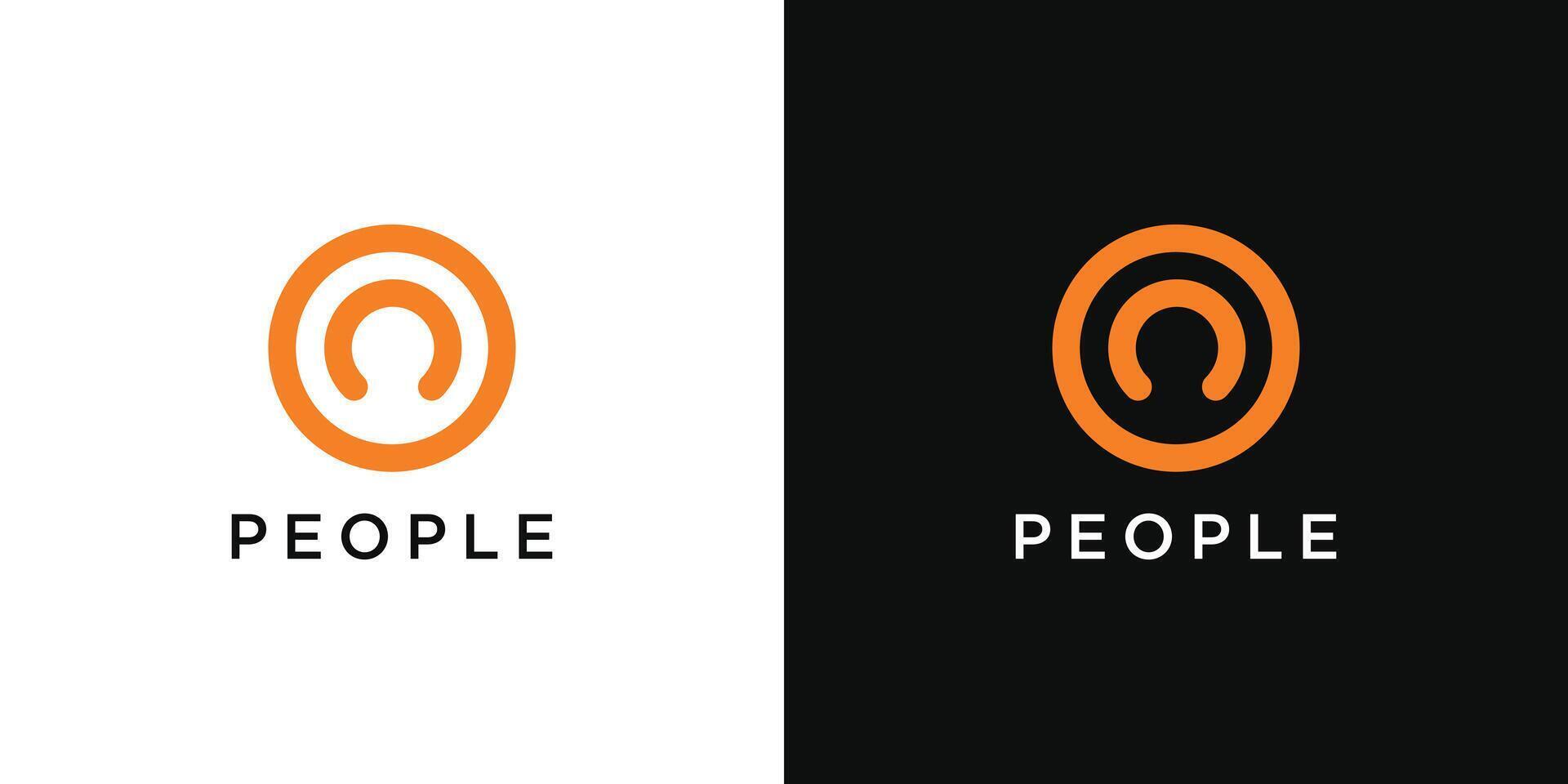 People icon, circle and human shape logo design vector