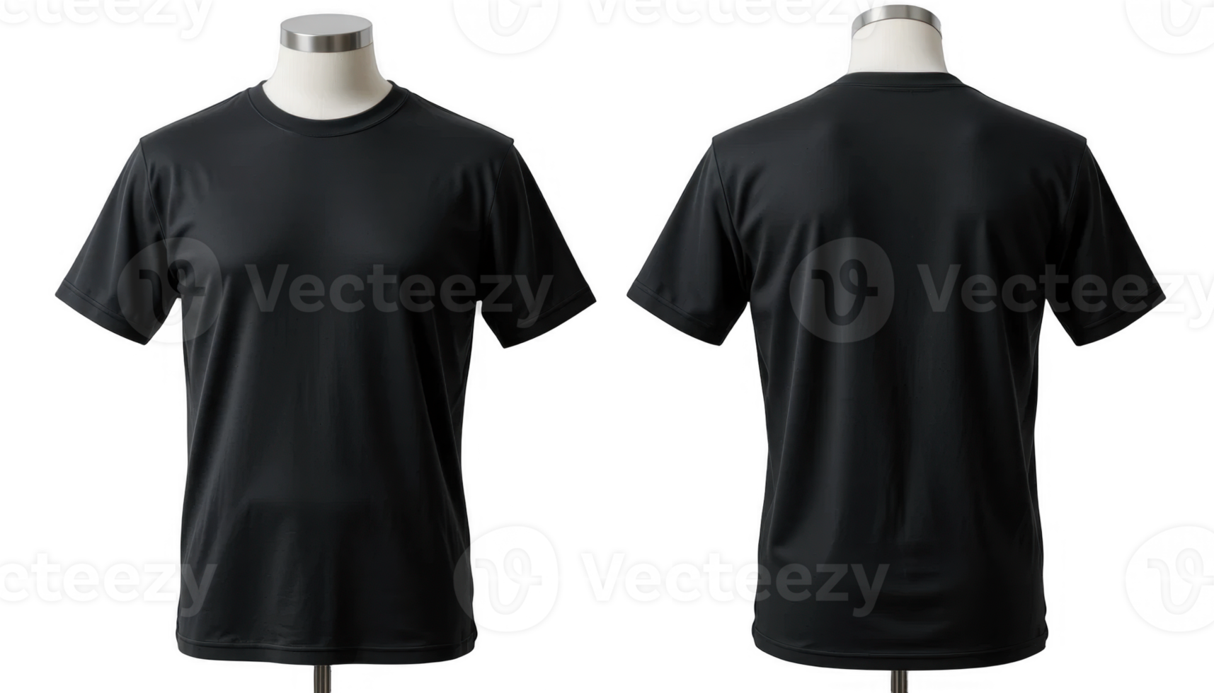 High-Quality Black T-Shirt Mockup Front and Back View on Mannequin for Apparel Design and Branding png