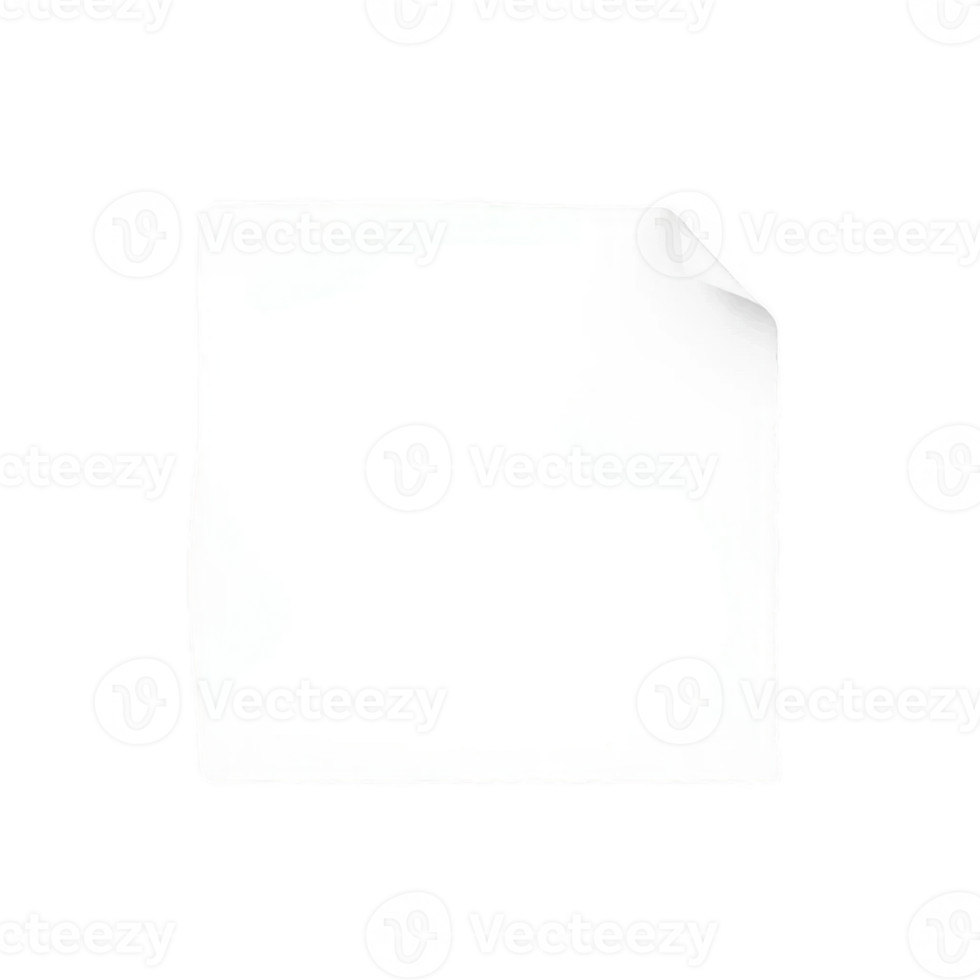 Blank White Paper Sheet with Curled Corner Ready for Notes and Ideas Memo Pad Template Design png