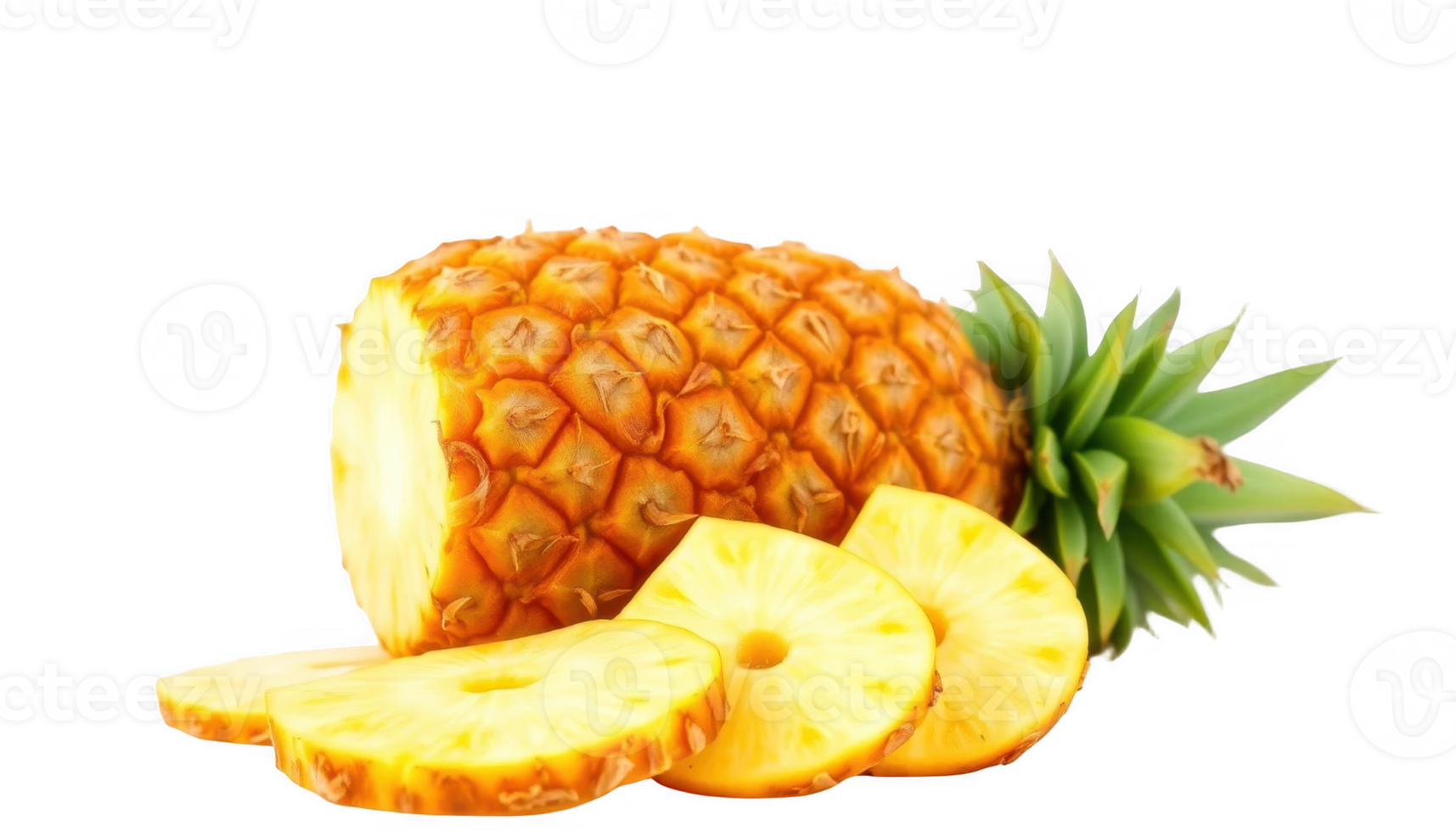 A Juicy Pineapple Ready to Eat Sliced and Whole Tropical Fruit Delight png
