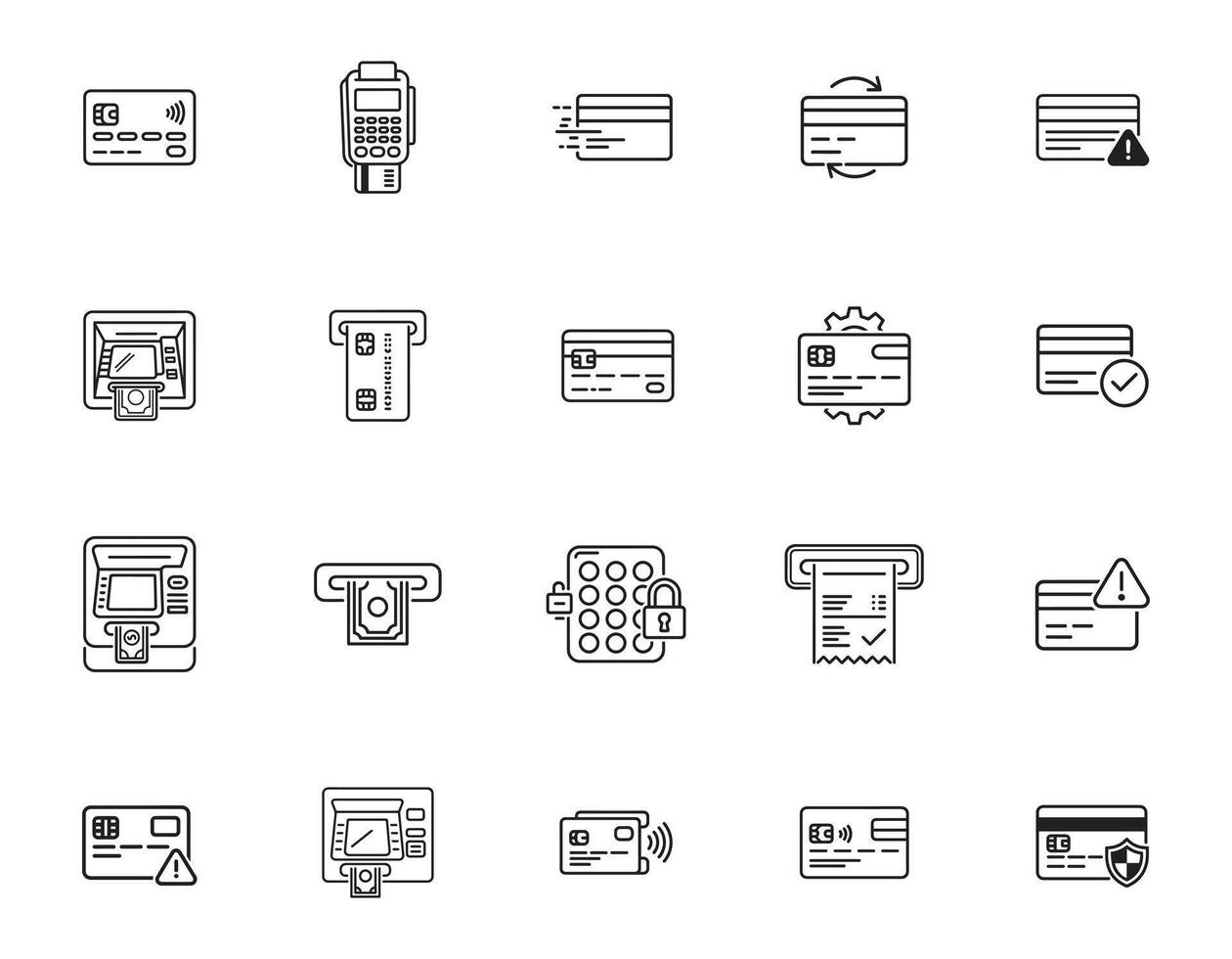 ATM and Credit Card Transaction Icons Set vector