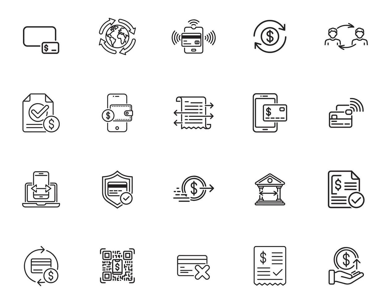Digital Payment and Money Exchange Icons vector