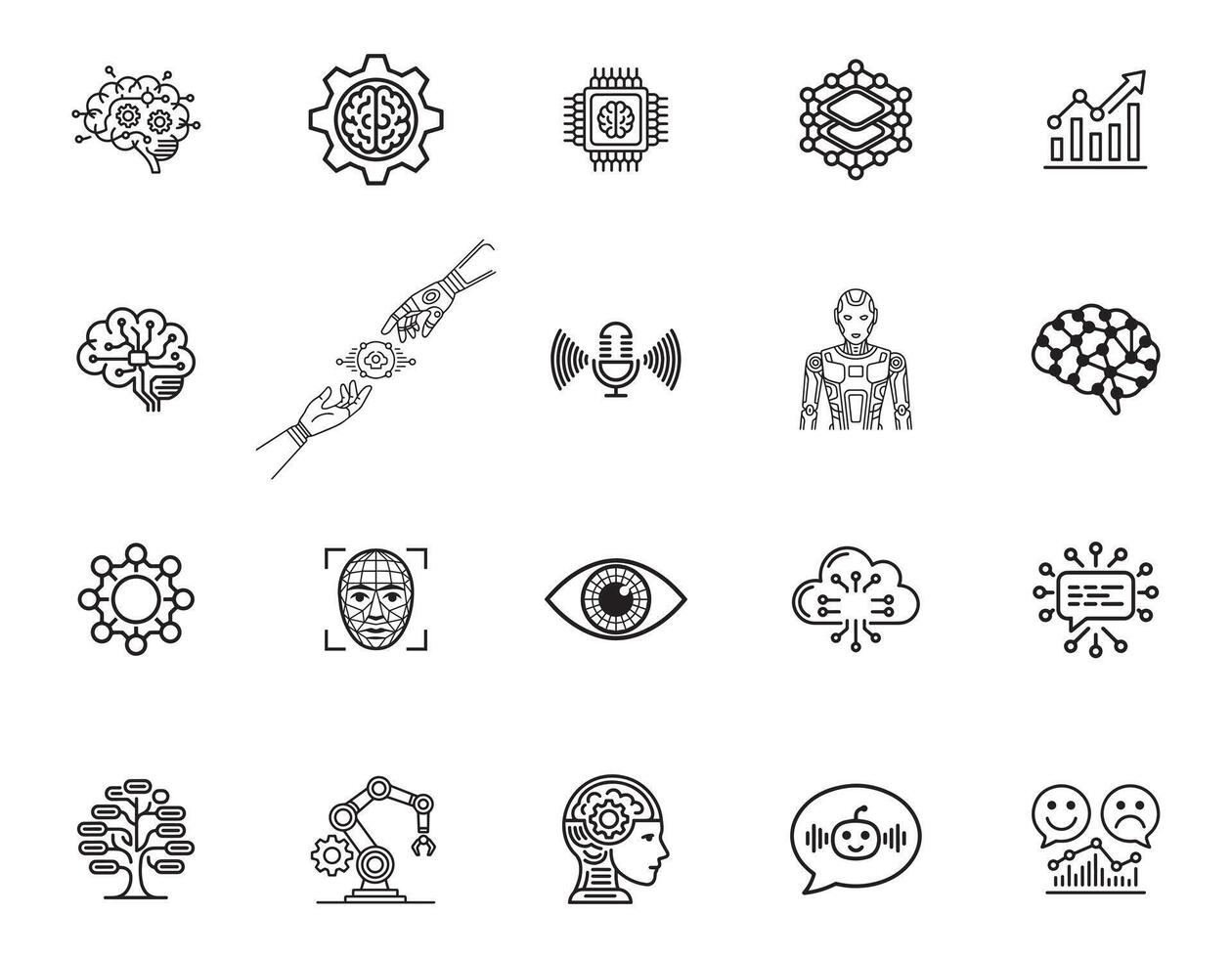 Artificial Intelligence Line Icons Set vector