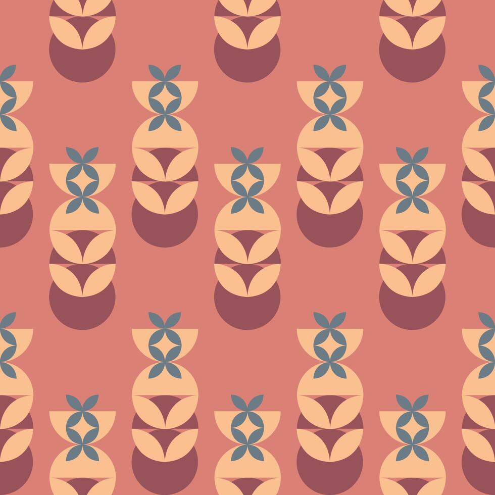 Seamless geometric pattern with abstract leaves and shapes. vector
