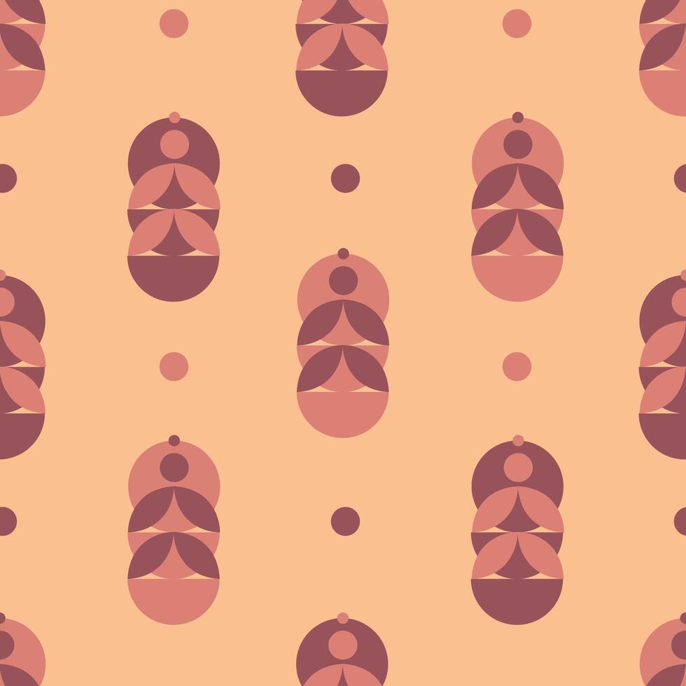 Seamless geometric pattern with abstract leaves and shapes, pastel colors. vector