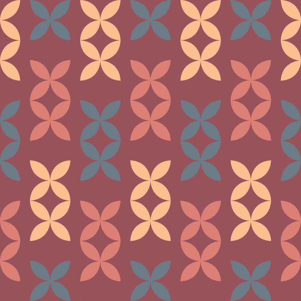 Colorful geometric pattern featuring interconnected leaves on a warm background ideal for textile design vector