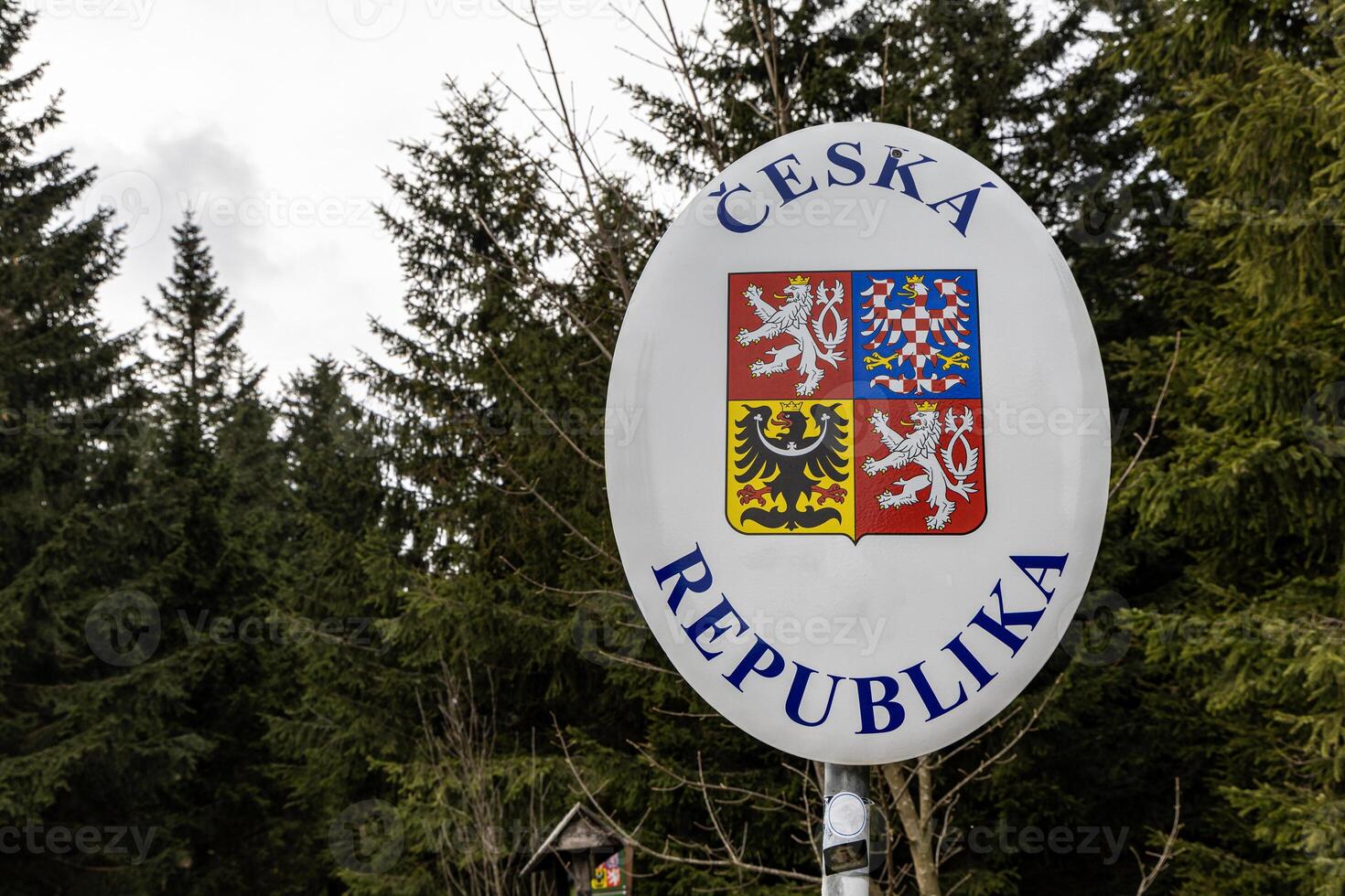 Border between Czech, a border post in the eastern Sudetes near Mount Orlica photo