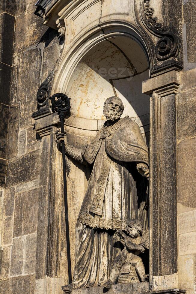 Ancient architecture German city of Dresden. Facades of ancient buildings in the historical part city photo