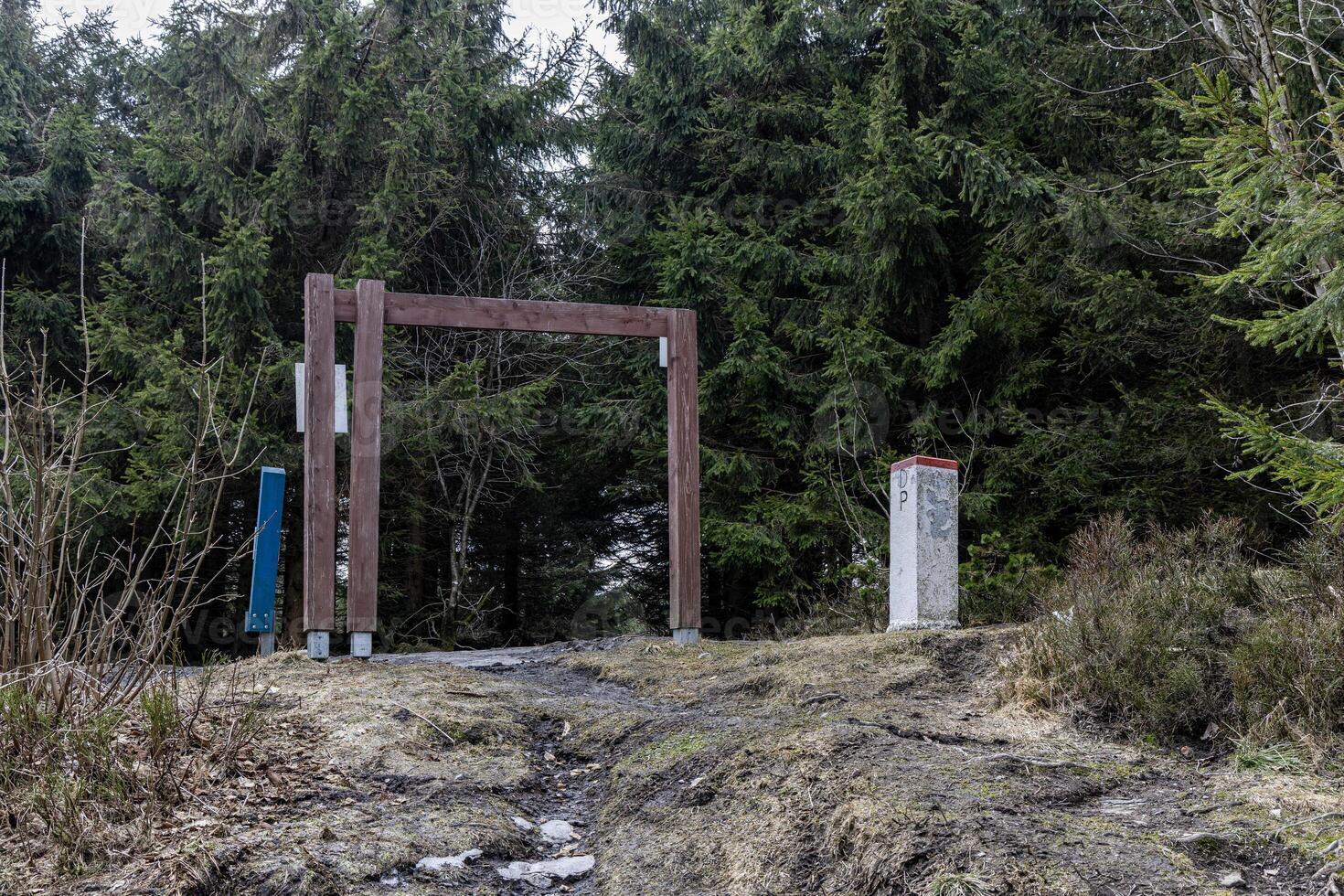 Border between Poland and the Czech Republic, a border post in the eastern Sudetes near, Mount Orlica. photo